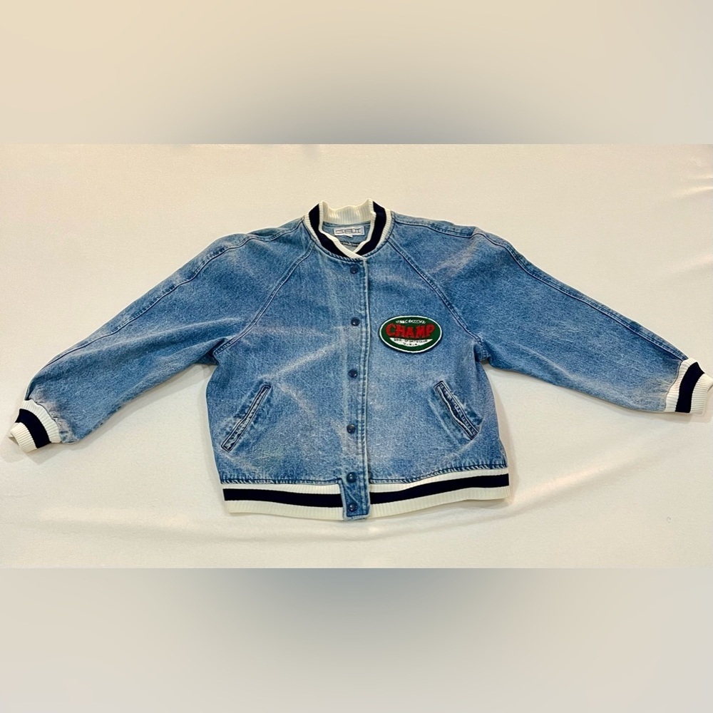 S.B.ll by bitter man vintage varsity Jean snap up jacket women’s size large 80’s